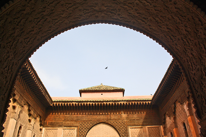 Vistas cielo ave patio central Madraza de Ben Youssef Marrakech