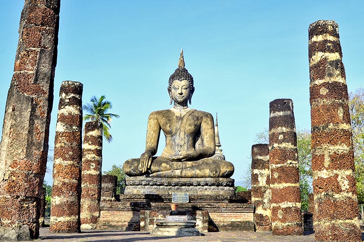 Bot buda sentado chedi Sukhothai